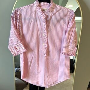 Ann Mashburn Pink and Orange Striped Button-Up Shirt